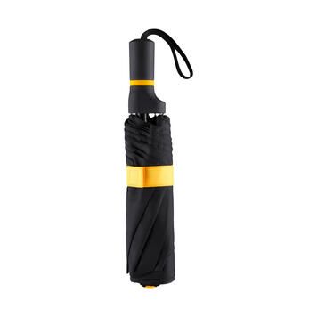 Parapluie de poche de forme asymétrique en noir et jaune