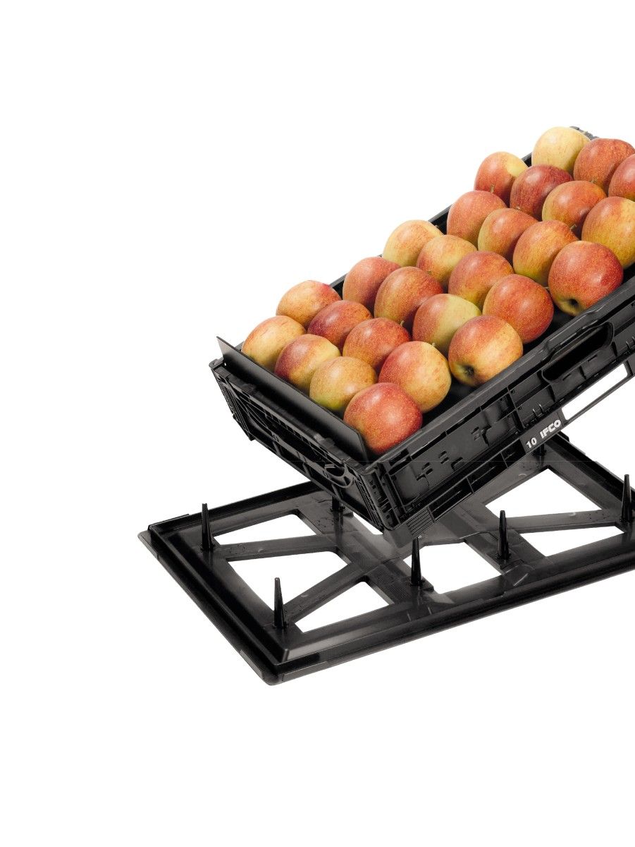 Caisse pliante avec pommes pour la vente au détail