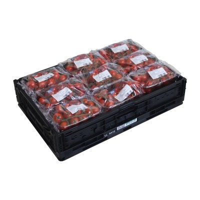 Caisse pliante avec tomates pour la vente au détail