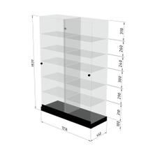 Vitrine d'exposition socle blanc et plafond verre sans éclairage  L80xP37xH180 cm