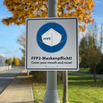 Signe d'information obligation de masque FFP2