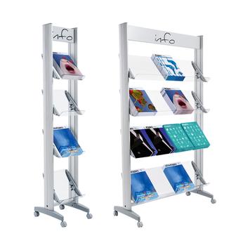 Porte-brochures "PPS" avec tablettes en verre acrylique