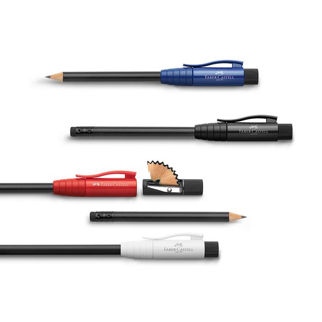 Le "crayon parfait" de Faber Castell, avec taille-crayon et gomme à effacer intégrés