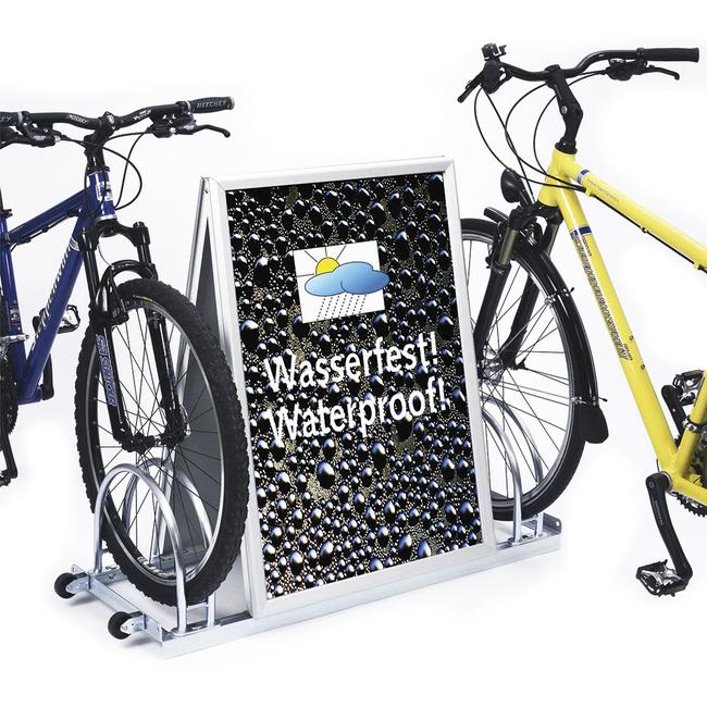 Support à vélos avec cadre pliant en aluminium au milieu, 2 places de stationnement