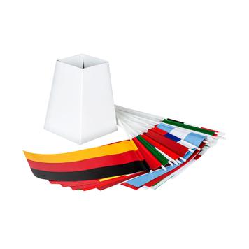 Jeu de 32 drapeaux en papier avec vase en carton