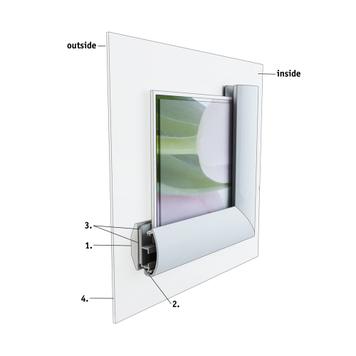 Système de cadre de fenêtre "Feko", profilé 25/32 mm, argenté