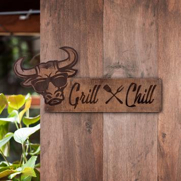 Plaque en bois Madera "Grill & Chill"