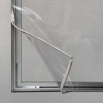 Cloison de séparation transparente avec cadre en aluminium sur pieds